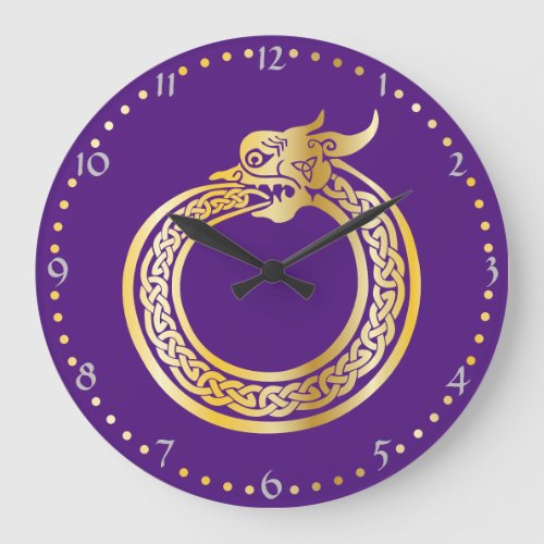 Celtic Style Gold Toned Ouroboros  Large Clock