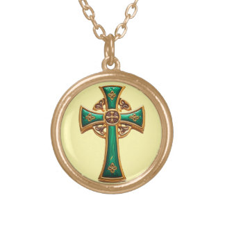 Celtic Style Irish Cross Gold Plated Necklace