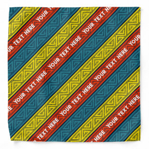 Celtic Style Stripes Add Your Text Red Yellow Blue Bandana