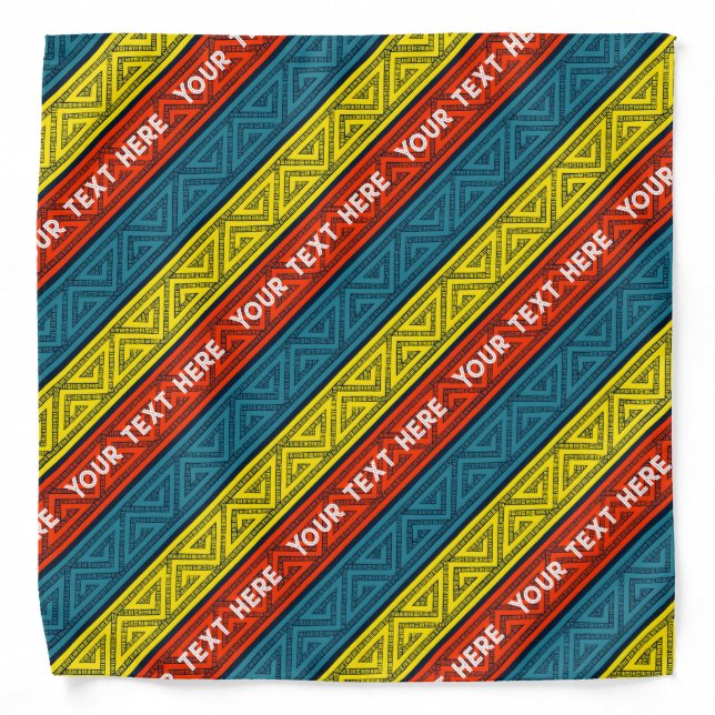 Celtic Style Stripes Add Your Text Red Yellow Blue Bandana (Front)
