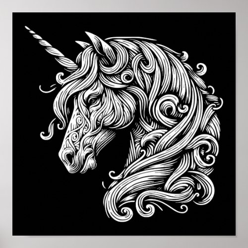 Celtic Style Unicorn Poster