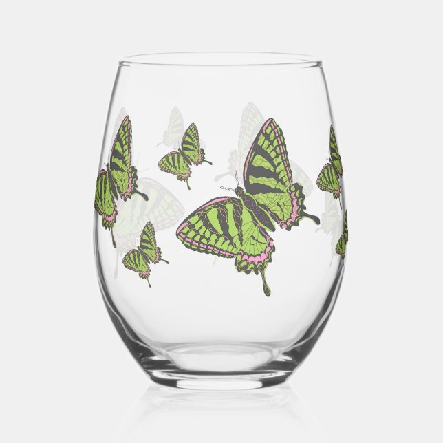 Celtic Swallowtail Stemless Wine Glass (Front)