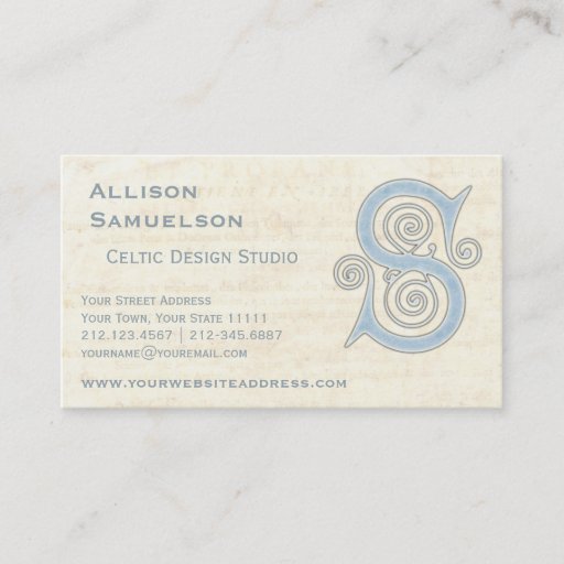 Customizable Celtic Swirls Elegant Abstract Letter S Pattern Business Card