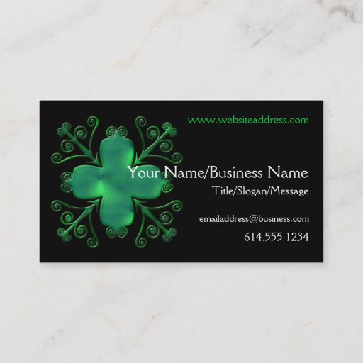 Customizable Celtic Swirls Glass Green Design Business Card