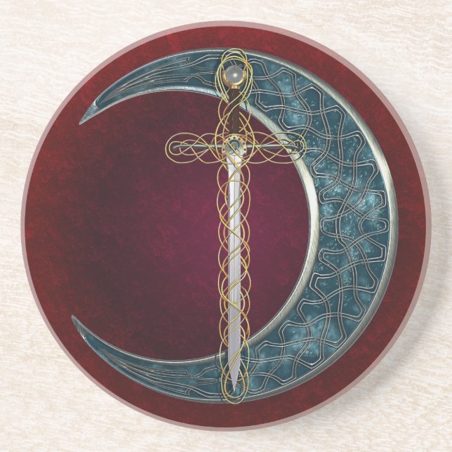 Celtic Sword and Moon Drink Coaster (Front)