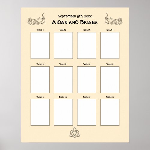 Celtic symbols and foliage 12 table blank poster
