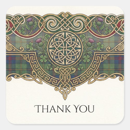 Celtic Tartan Thank You Wedding Sticker