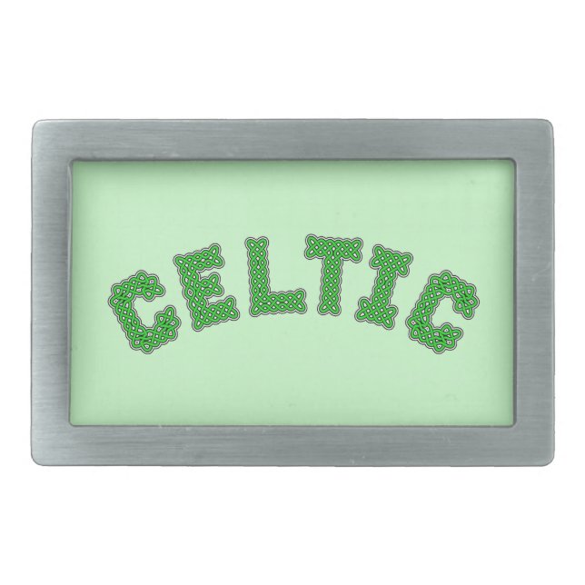 Celtic Text Rectangular Belt Buckle (Front)