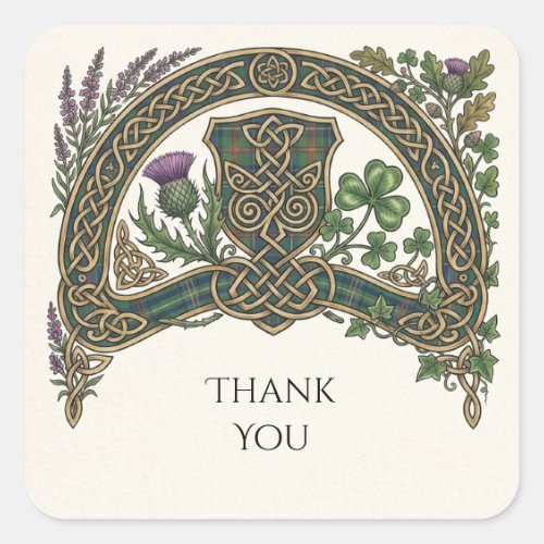 Celtic Thistle Arch Thank You Wedding Sticker