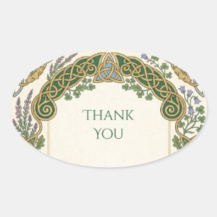 Celtic Thistle Greenery Thank You Sticker