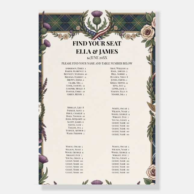Celtic Thistle Seating Chart Sign (Front)