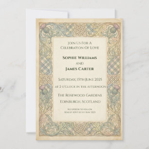 Celtic Thistle Tartan Wedding Invitation