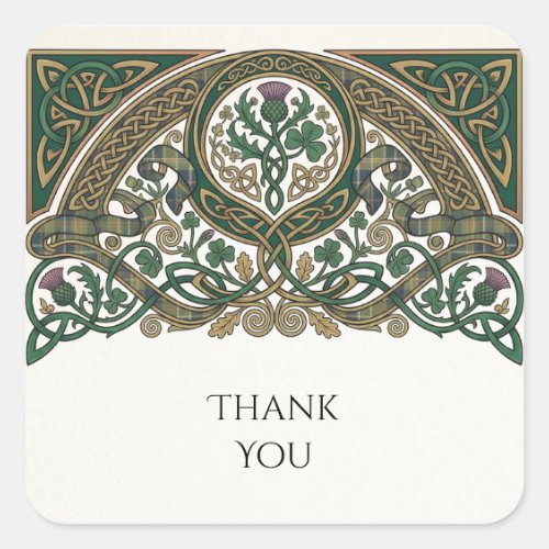 Celtic Thistle Thank You Wedding Sticker