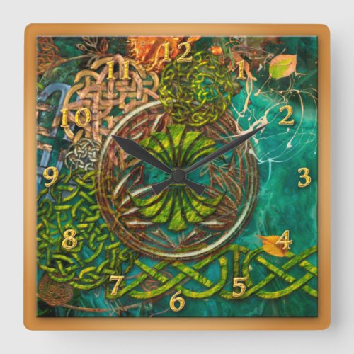 CELTIC TIME LINES SQUARE WALL CLOCK