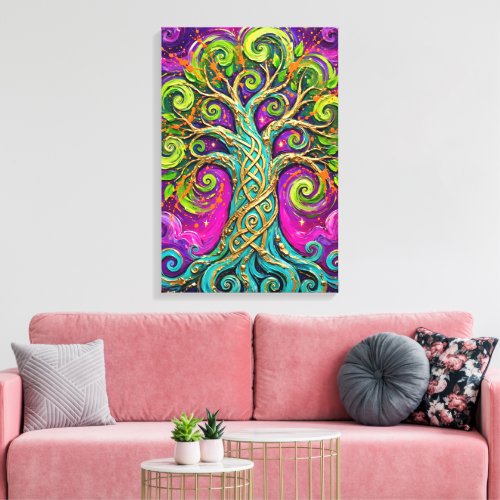 Celtic Tree of Life Abstract Textured Canvas Art