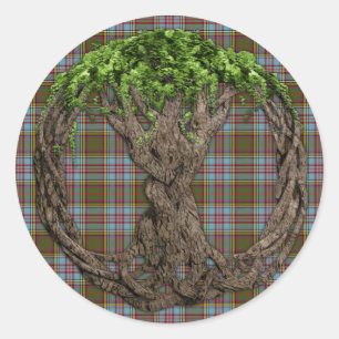 Celtic Tree Of Life And Clan Anderson Tartan Classic Round Sticker
