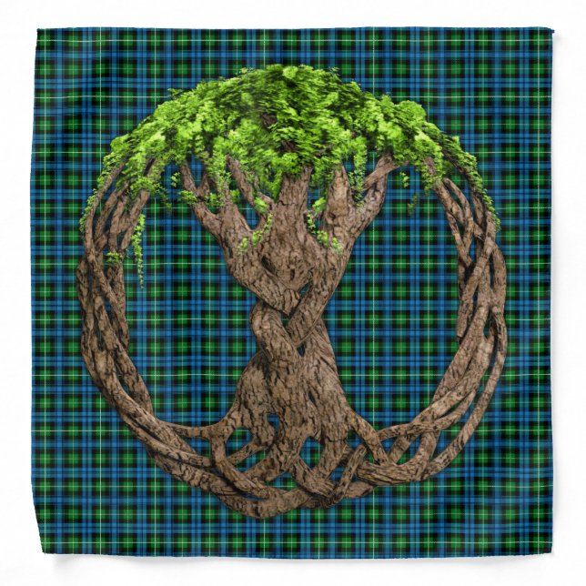 Celtic Tree Of Life And Clan Lamont Tartan Bandana (Front)