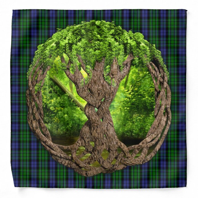 Celtic Tree Of Life And Clan MacCallum Tartan Bandana (Front)