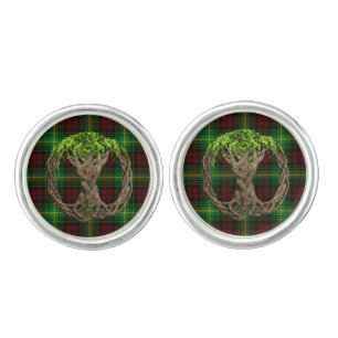 Celtic Tree Of Life Clan Martin Tartan Cufflinks