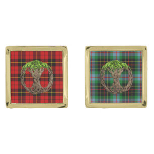 Celtic Tree Of Life Clan Wallace Tartan Cufflinks