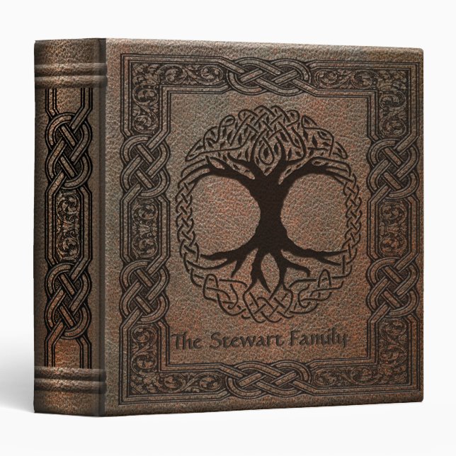 Celtic Tree of Life Embossed Leather Binder (Front/Spine)