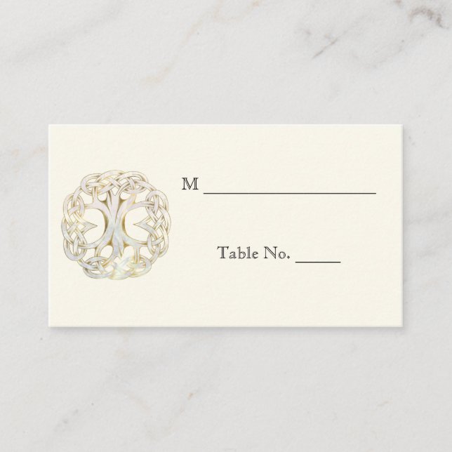 Celtic Tree of Life Gold Wedding Place Cards (Front)