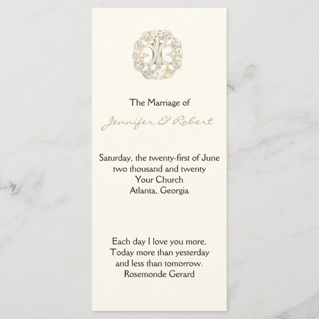 Celtic Tree of Life Gold Wedding Program (Front)