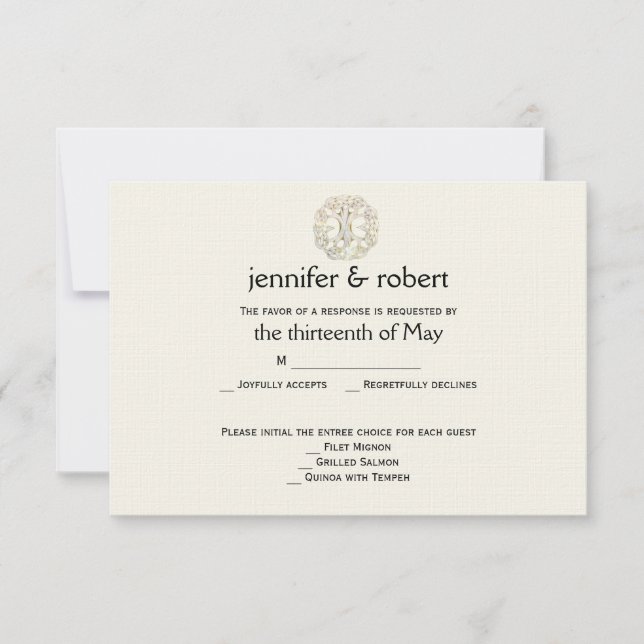 Celtic Tree of Life Gold Wedding Response Card (Front)