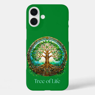 Celtic Tree of Life in Emerald Green iPhone 16 Plus Case