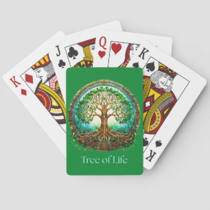 Celtic Tree of Life in Emerald Green Poker Cards