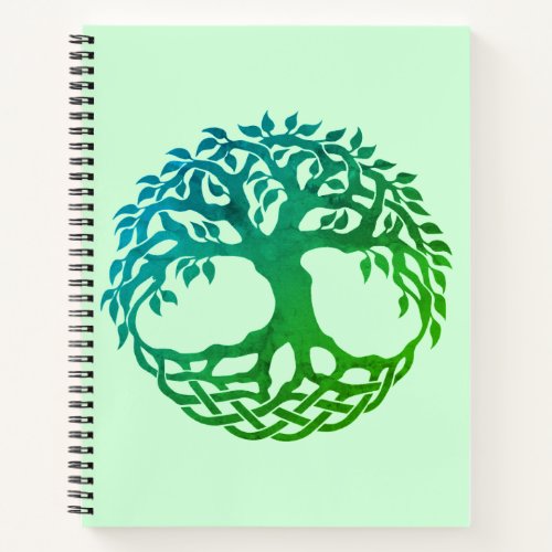 Celtic Tree of Life Spiral Notebook Green_Blue