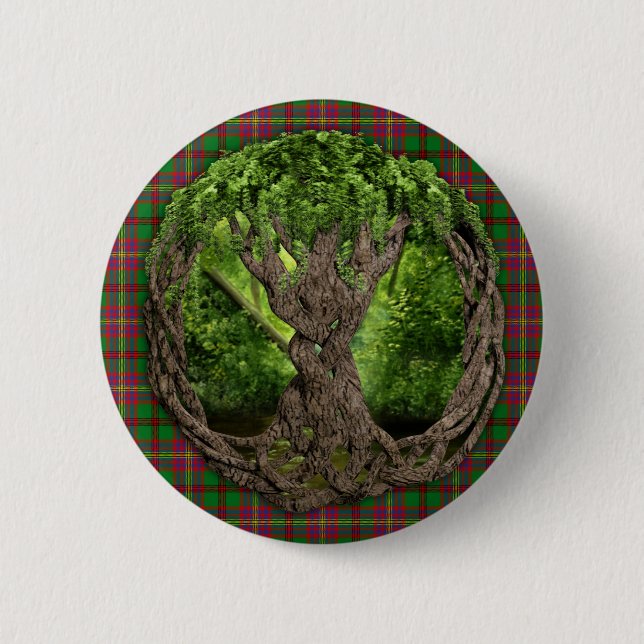 Celtic Tree Of Life Tartan Of The Celts Pinback Button (Front)