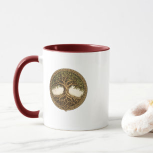 ​Celtic Tree of Life Two-Tone Maroon Coffee Mug