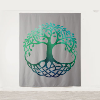 Celtic Tree of Life Watercolor Tapestry