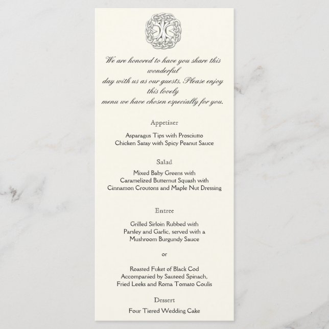 Celtic Tree of Life Wedding Menu (Front)