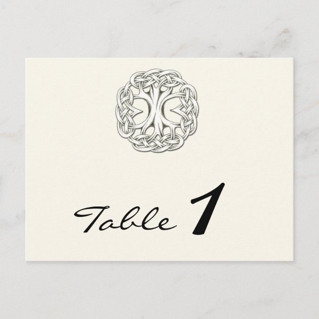 Celtic Tree of Life Wedding Table Number (Front)
