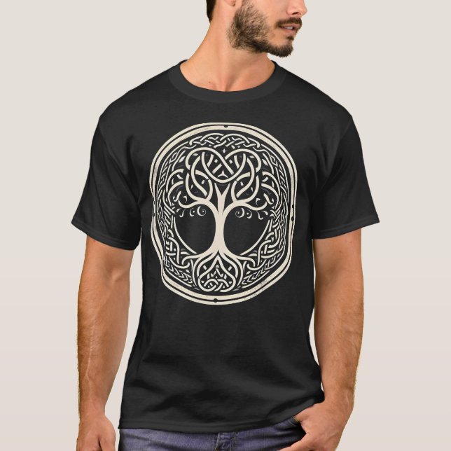 Celtic Tree of Wisdom Knotwork Design T-Shirt (Front)