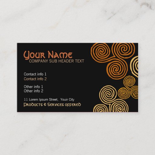 Customizable Celtic Tribal Curl Swirl Business Card