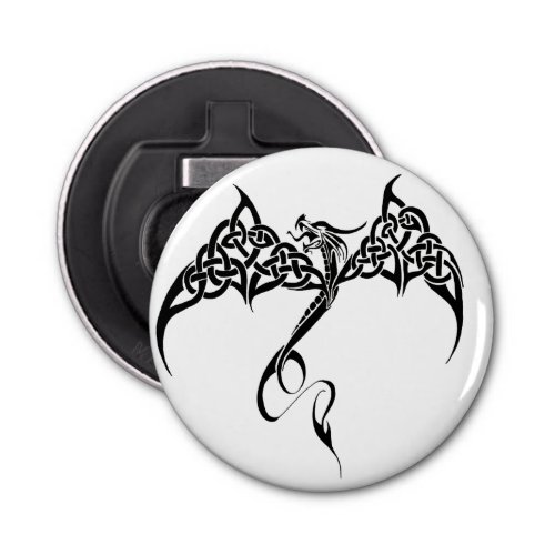 Celtic Tribal Dragon Black White Bottle Opener