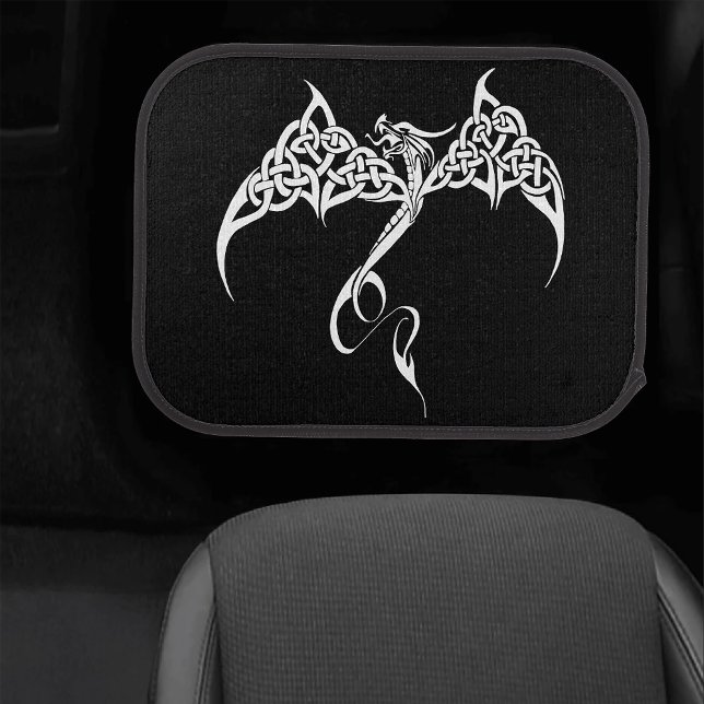 Celtic Tribal Dragon Black White Car Floor Mat (Creator Uploaded)