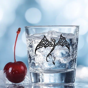 Celtic Tribal Dragon Black White Shot Glass