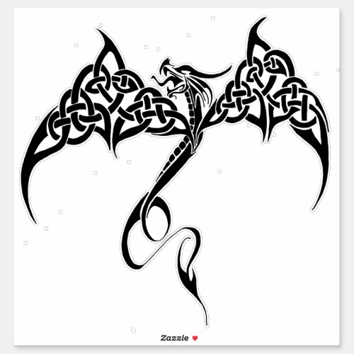 Celtic Tribal Dragon Black White Sticker