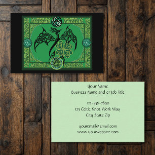 Celtic Tribal Dragon Irish Emerald Green Knotwork Business Card