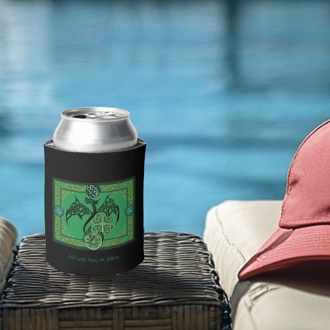 Celtic Tribal Dragon Irish Emerald Green Knotwork Can Cooler (Creator Uploaded)