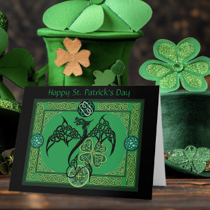 Celtic Tribal Dragon Irish Emerald Green Knotwork Card