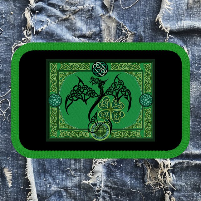 Celtic Tribal Dragon Irish Emerald Green Knotwork Patch (Creator Uploaded)