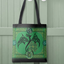 Celtic Tribal Dragon Irish Emerald Green Knotwork
