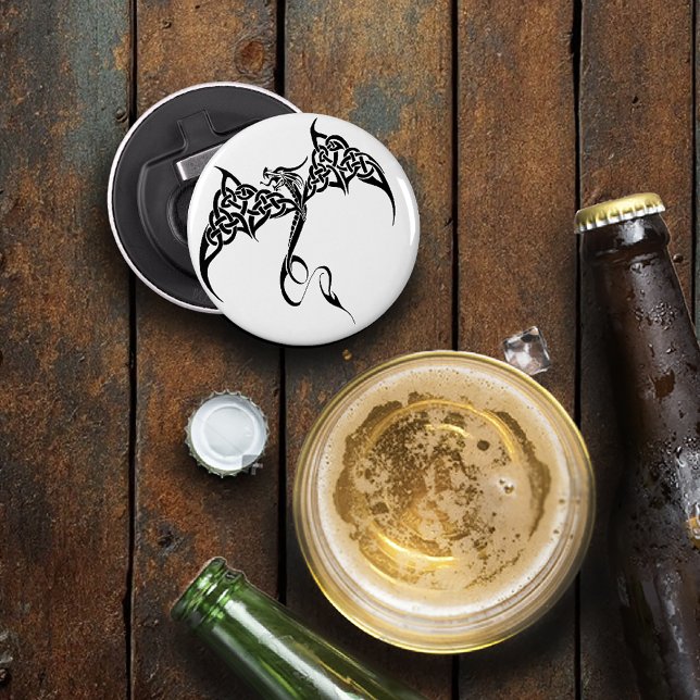 Celtic Tribal Dragon Knotwork Black White Fantasy Bottle Opener (Creator Uploaded)