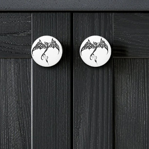 Celtic Tribal Dragon Knotwork Black White Fantasy Ceramic Knob