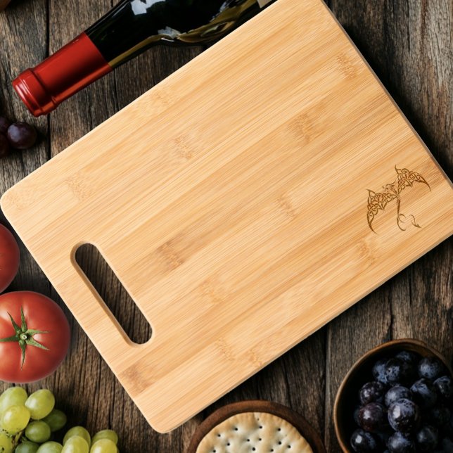 Celtic Tribal Dragon Knotwork Black White Fantasy Engraved Cutting Board (Creator Uploaded)